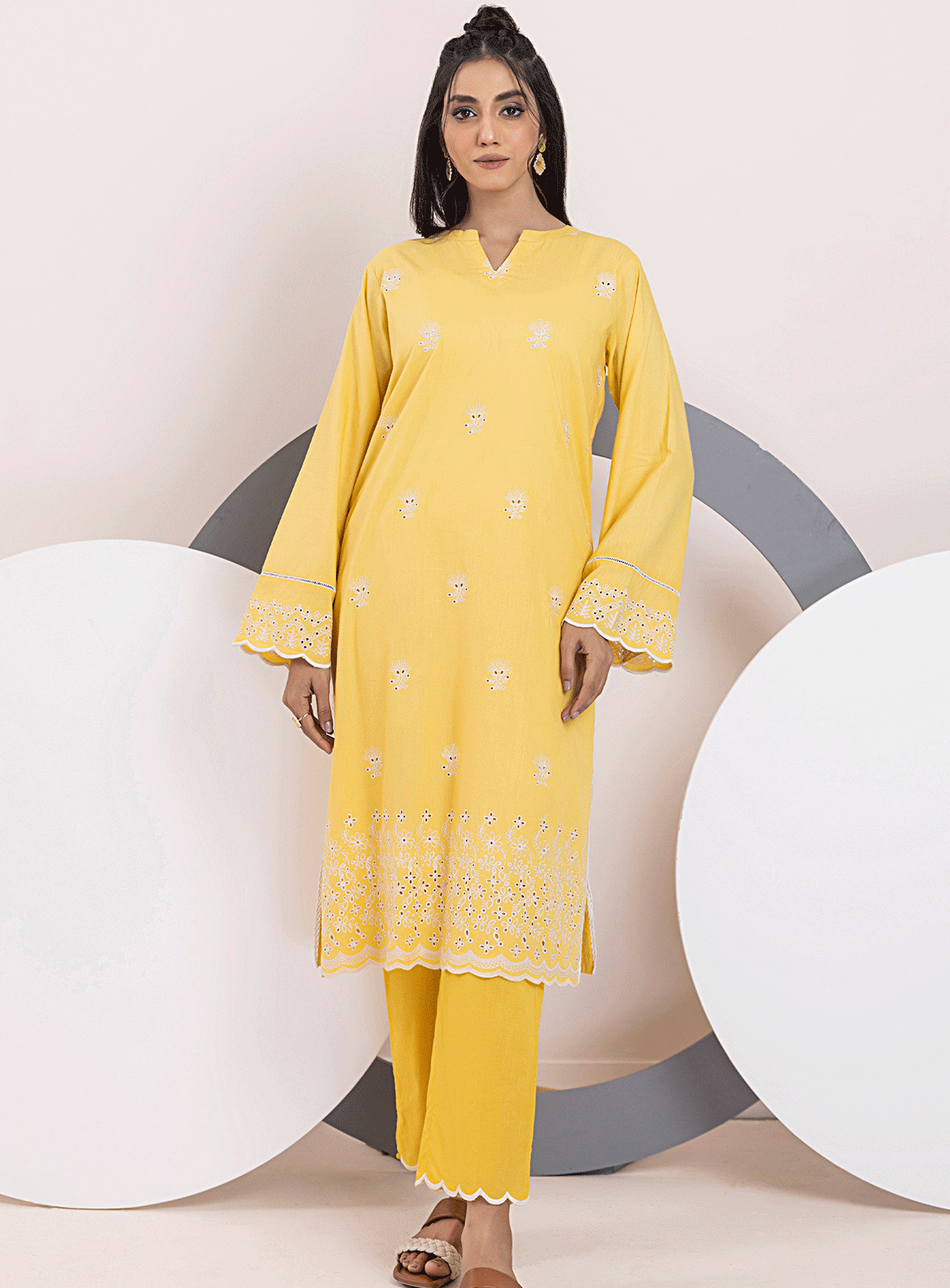 Lakhany By LSM Embroidered Cambric Stitched 2 Piece Suit - LSM-3055