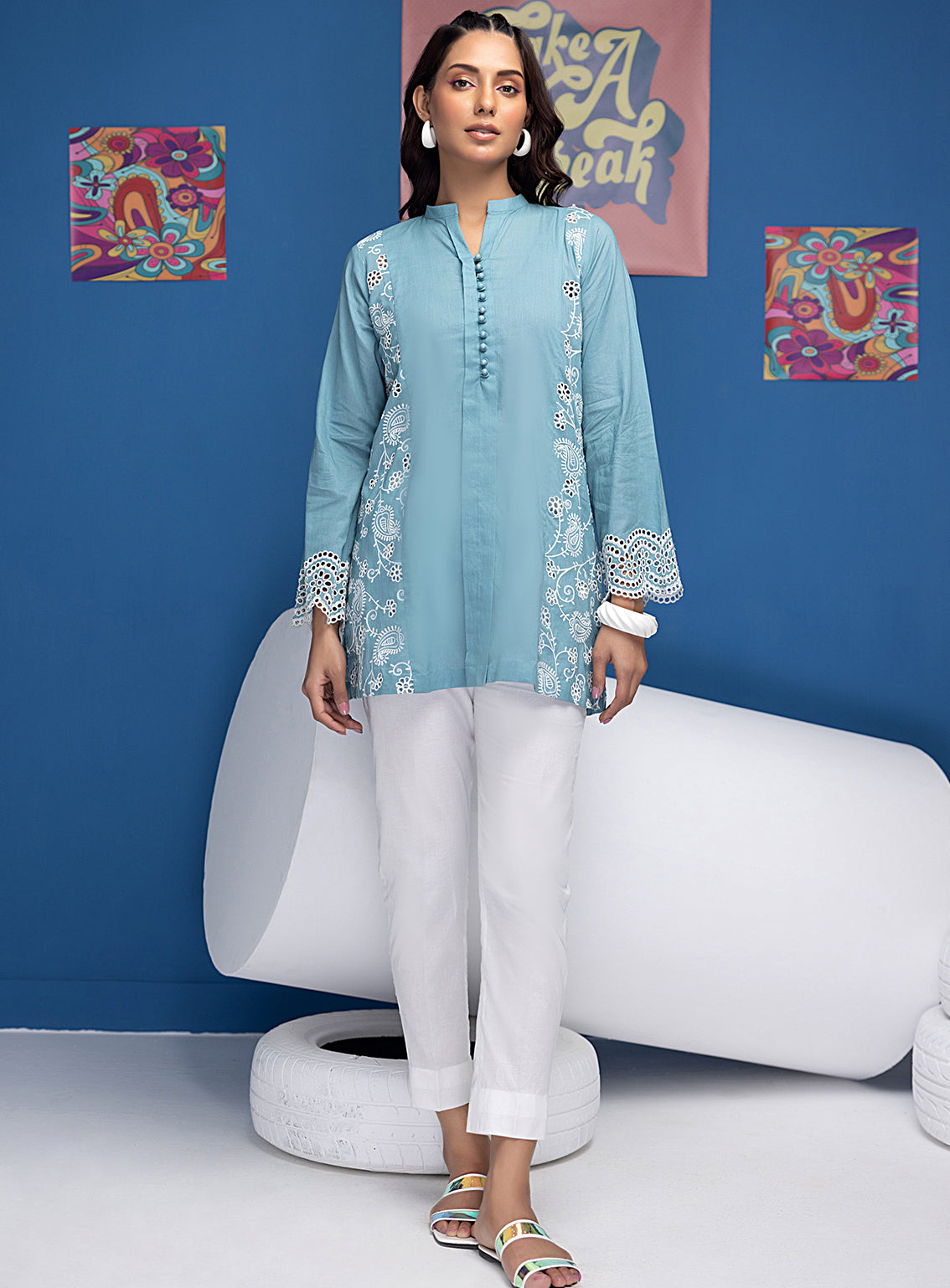Lakhany By LSM Embroidered Jacquard Kurti - LG-SR-1024