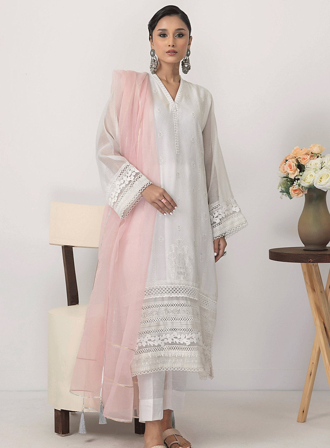 Lakhany By LSM Embroidered Khaadi Net Stitched 3 Piece Suit - LG-SK-0036