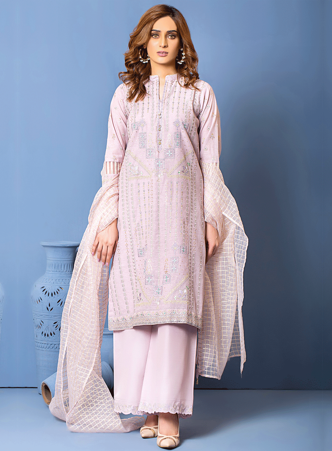 Lakhany By LSM Embroidered Khaadi Net Stitched 3 Piece Suit - LSM-2868
