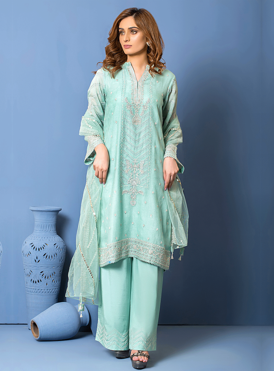 Lakhany By LSM Embroidered Khaadi Net Stitched 3 Piece Suit - LSM-2870