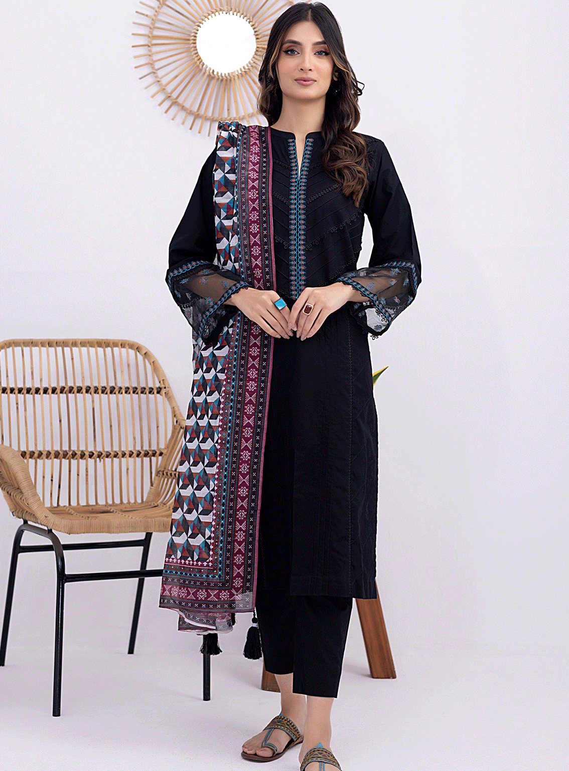 Lakhany By LSM Embroidered Organza Stitched 3 Piece Suit - LG-SK-0040