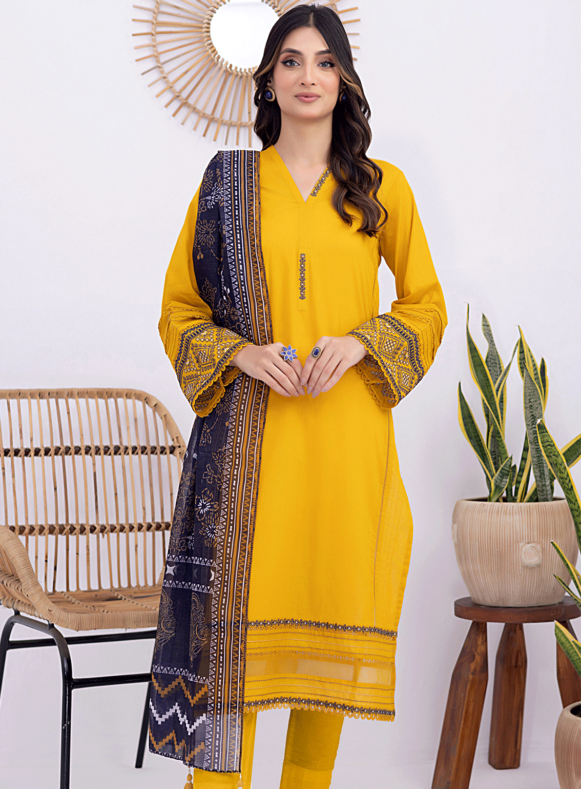Lakhany By LSM Embroidered Organza Stitched 3 Piece Suit - LG-SK-0042
