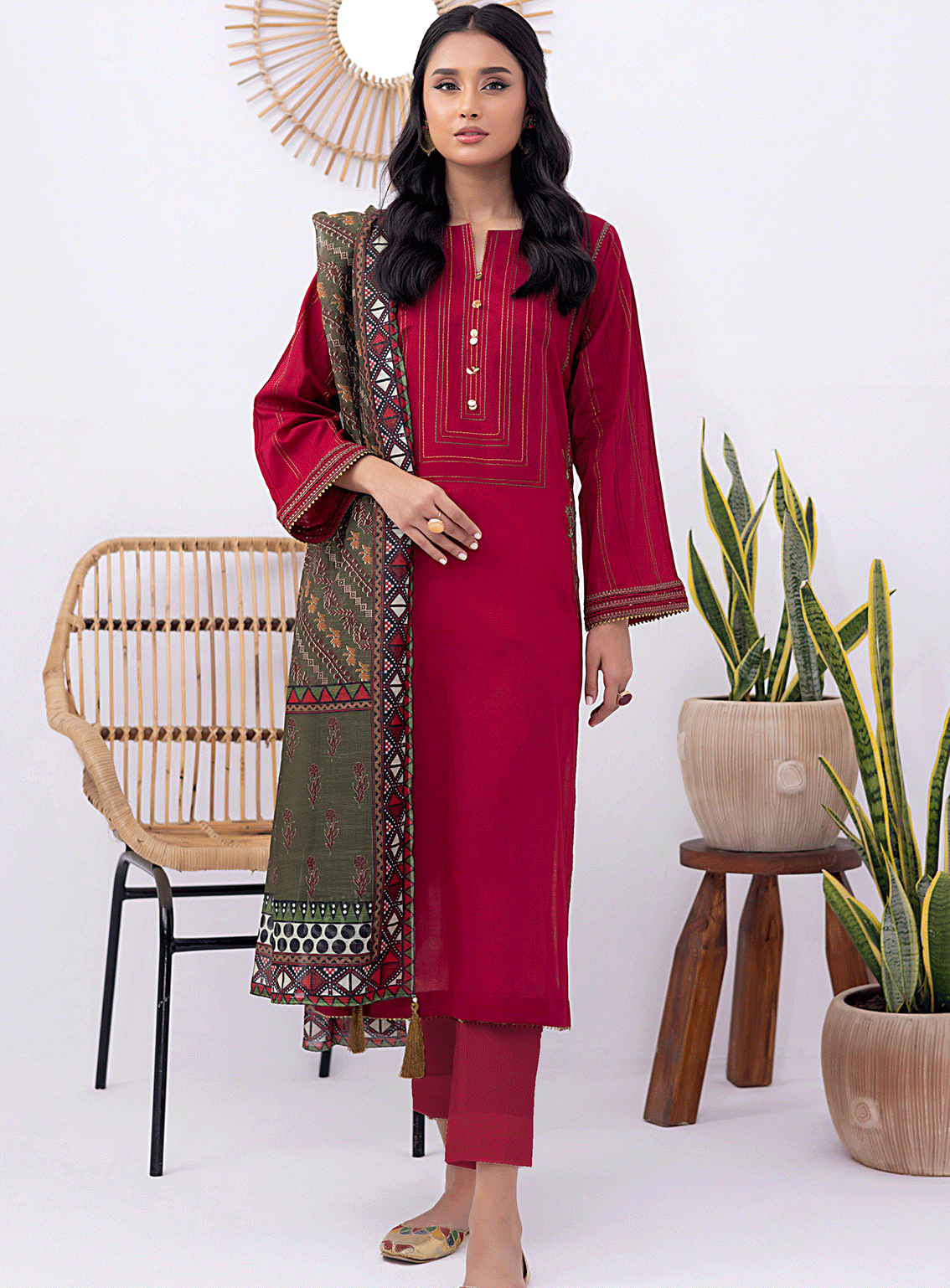 Lakhany By LSM Embroidered Organza Stitched 3 Piece Suit - LG-SK-0043