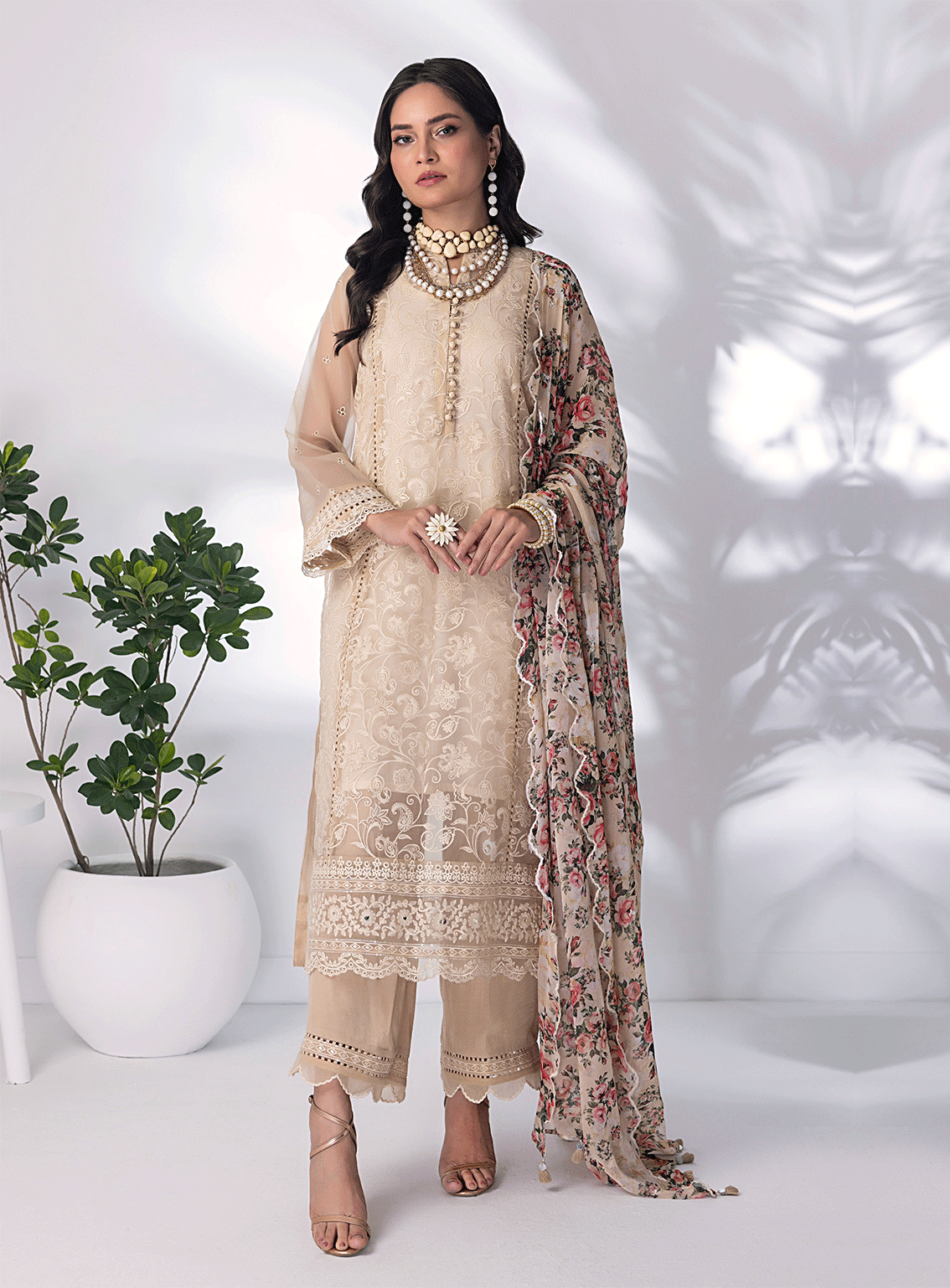 Lakhany By LSM Embroidered Organza Stitched 3 Piece Suit - LG-SR-0071