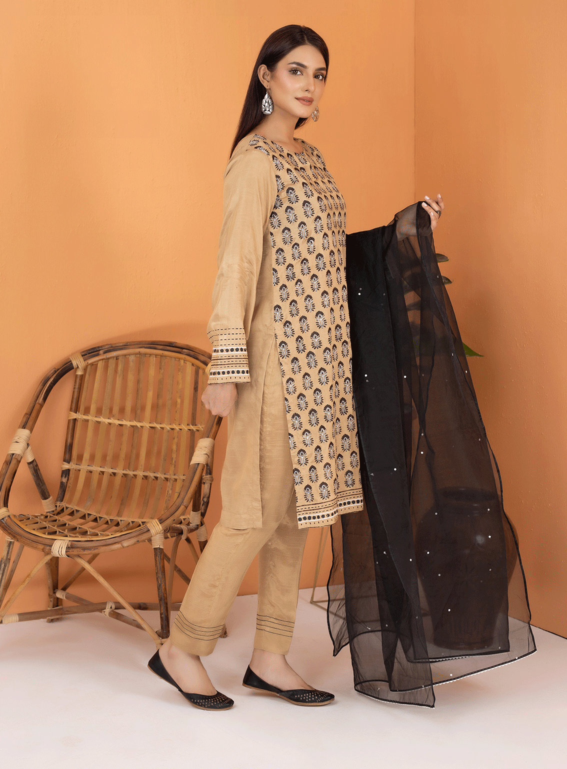 Lakhany By LSM Embroidered Raw Silk Stitched 3 Piece Suit - LSM-2503