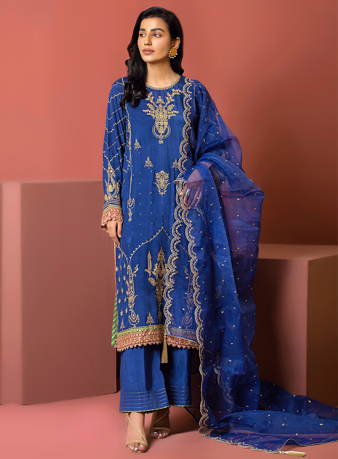 Lakhany By LSM Embroidered Raw Silk Stitched 3 Piece Suit - LSM-2876