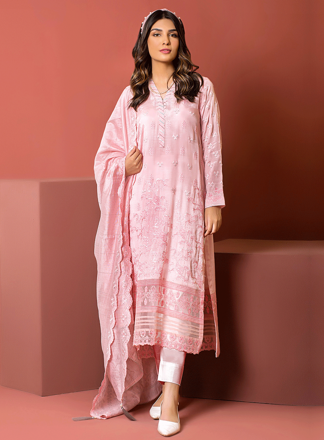Lakhany By LSM Embroidered Raw Silk Stitched 3 Piece Suit - LSM-2879