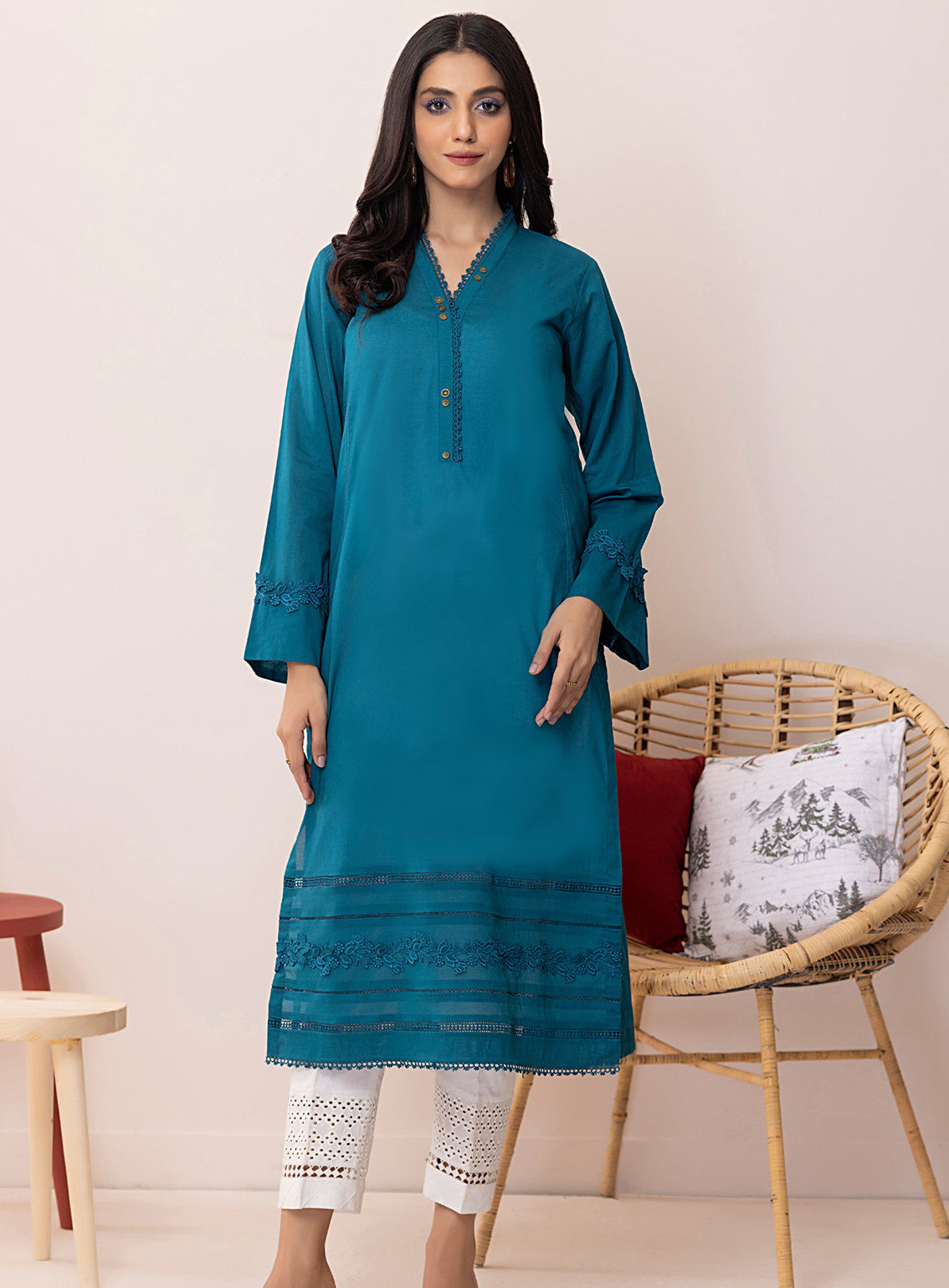 Lakhany By LSM Lace Work Dobby Kurti - LG-SK-0056