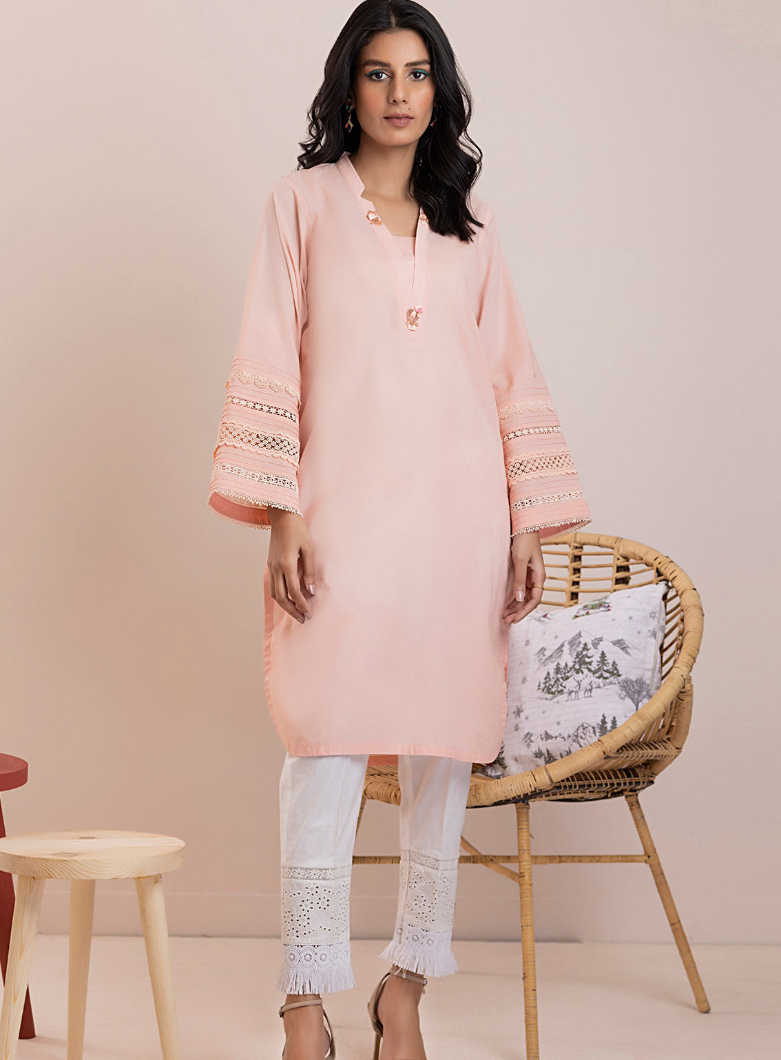 Lakhany By LSM Lace Work Dobby Kurti - LG-SK-0057