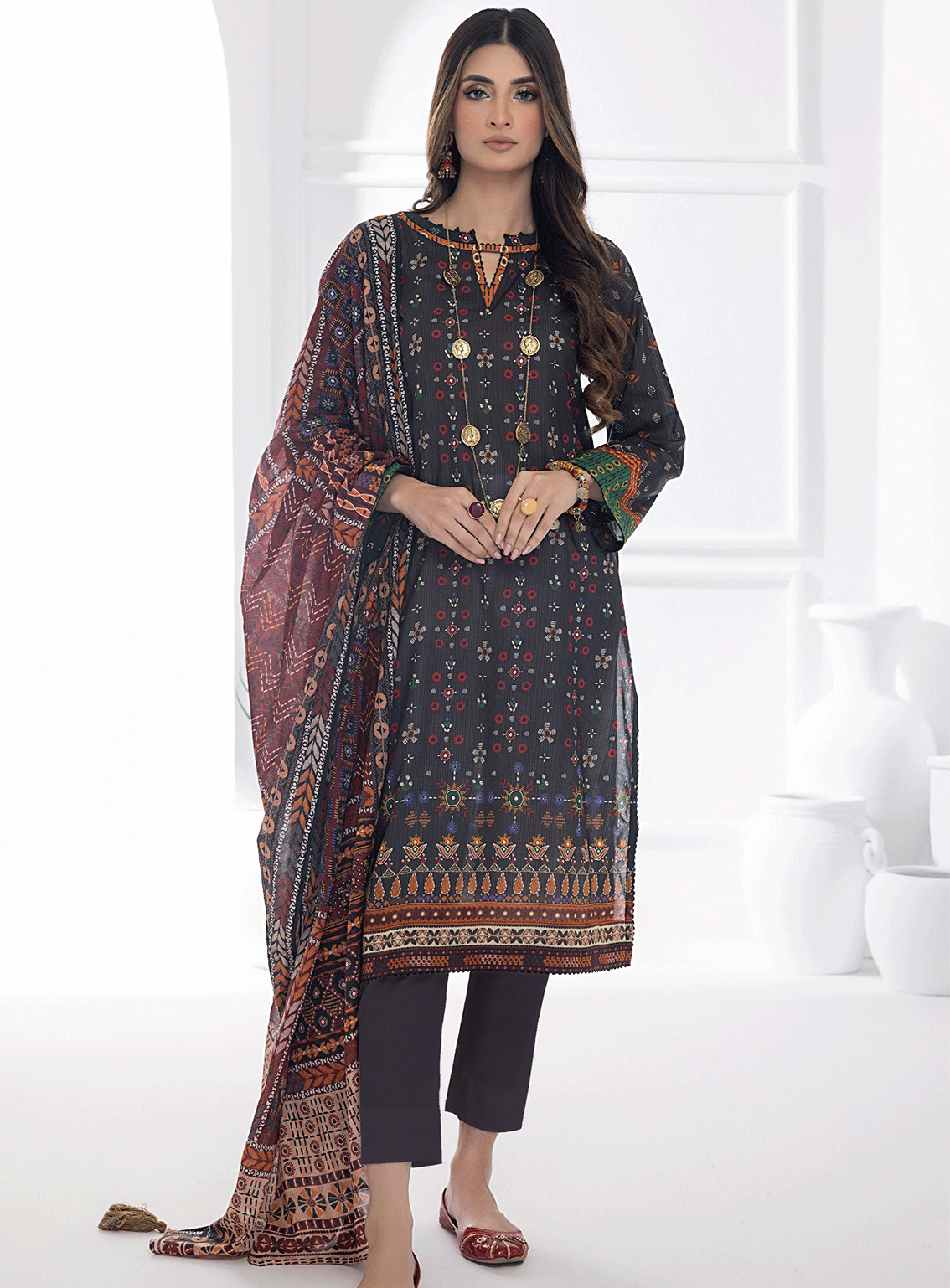 Lakhany By LSM Printed Lawn Stitched 3 Piece Suit - LG-AM-0046