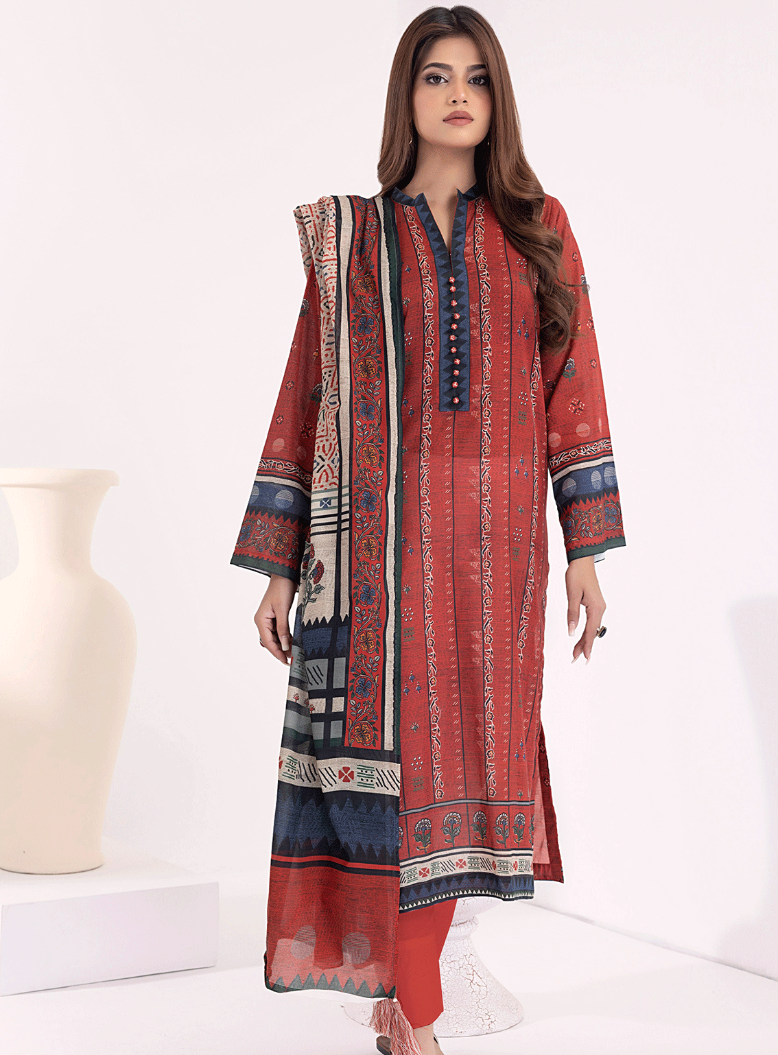 Lakhany By LSM Printed Lawn Stitched 3 Piece Suit - LG-EA-0458
