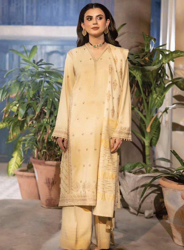 Lakhany Embroidered Slub Peach Unstitched 3 Piece Suit - LSM23WS LG-AM-0058