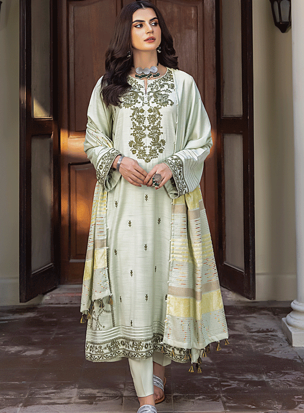 Lakhany Embroidered Slub Peach Unstitched 3 Piece Suit - LSM23WS LG-RM-0045