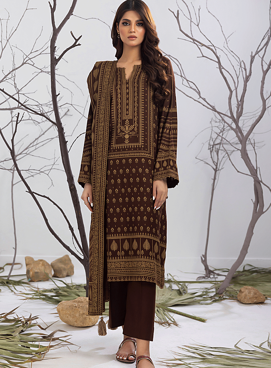 Lakhany Printed Cashmi Vool Unstitched 3 Piece Suit - LSM23CV LG-RM-0027-B