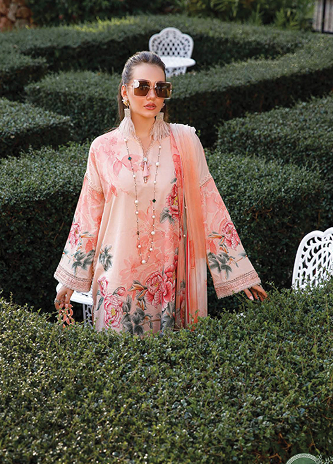 D#1714B Maria B M Print Emb Lawn Collection 223
