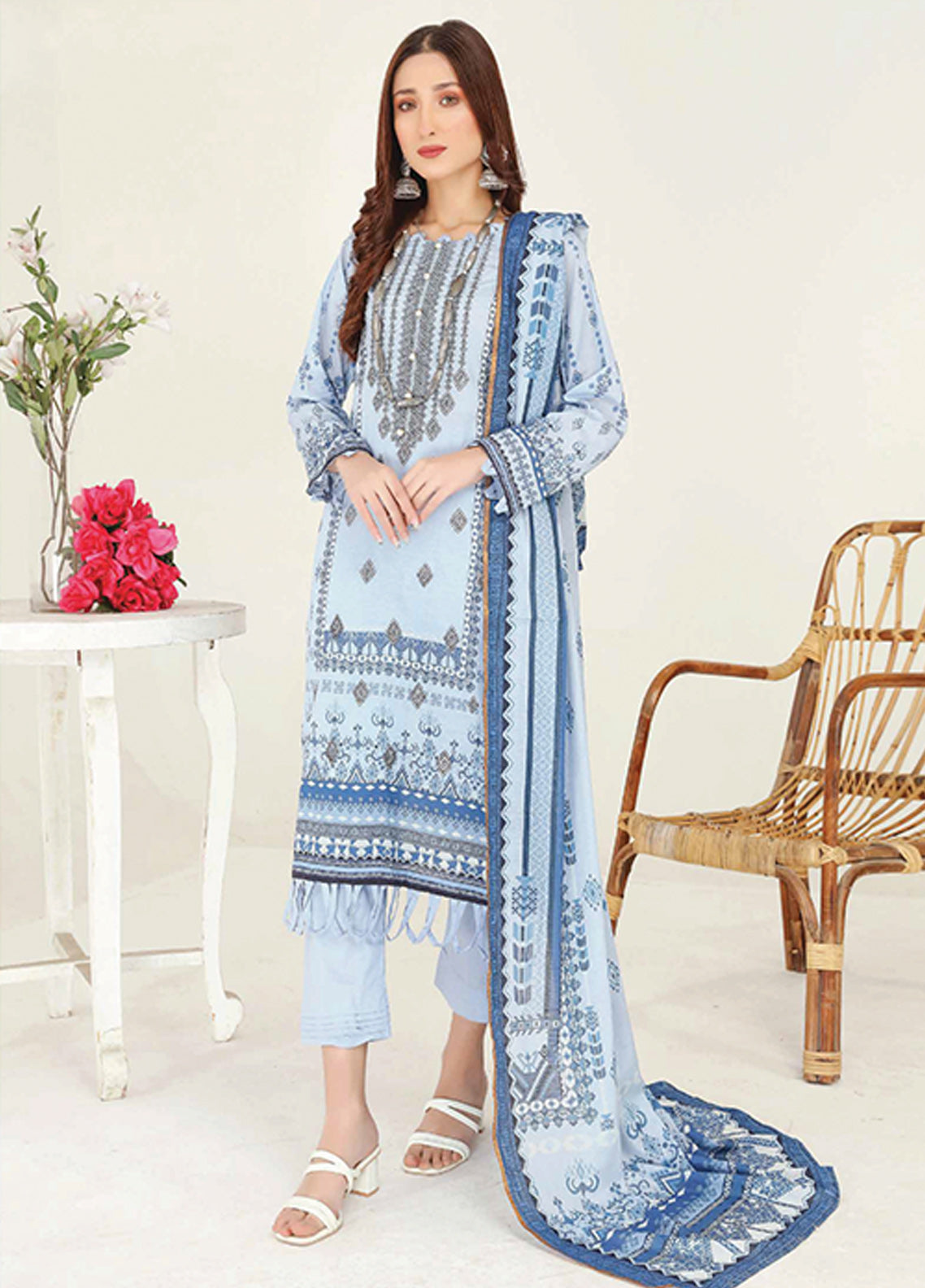 D#04 Alif Ruby Digital Emb Lawn Collection 223