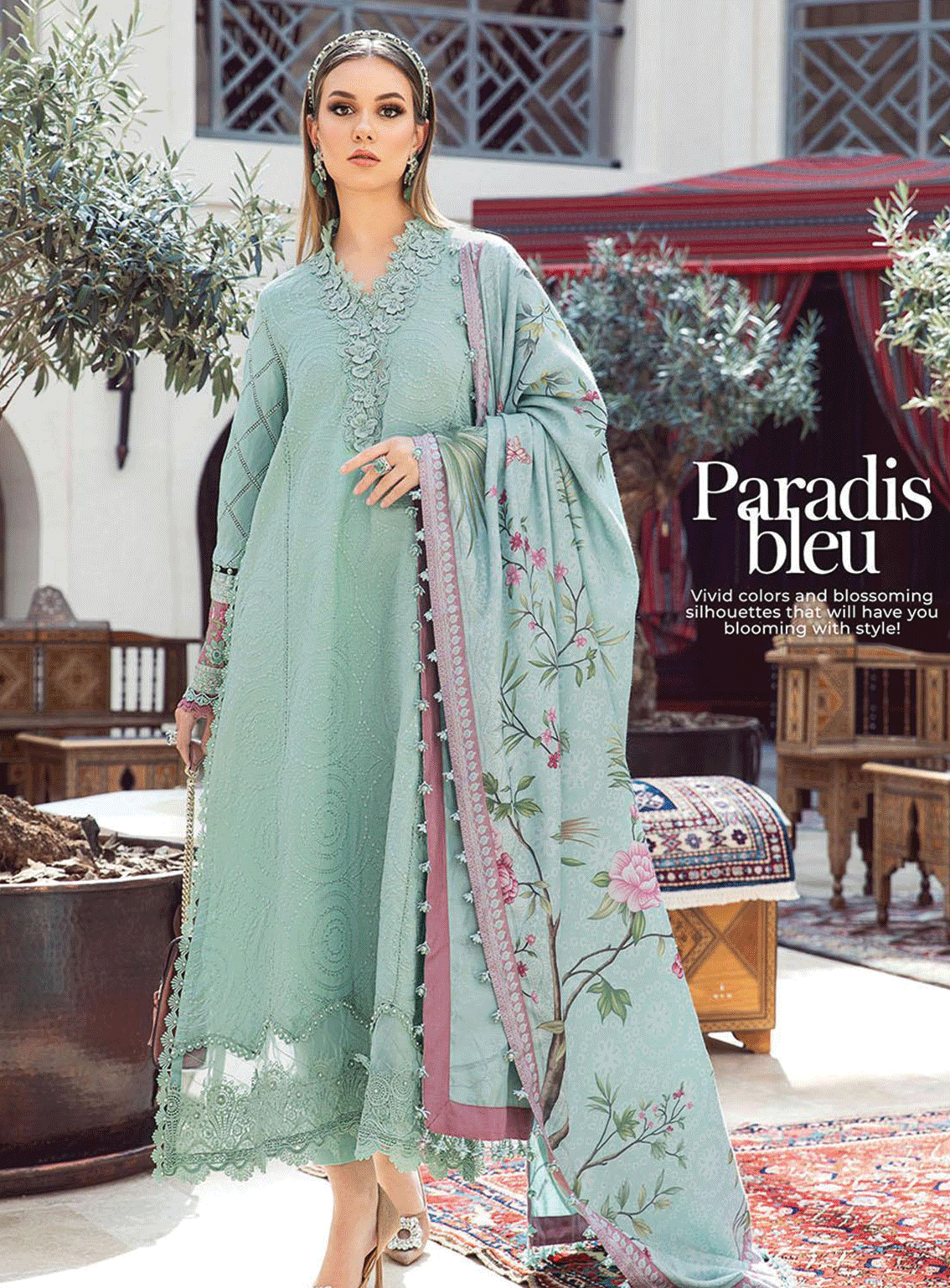 MPrints By Maria B Embroidered Linen Unstitched 3 Piece Suit - MB23MPW 2001A