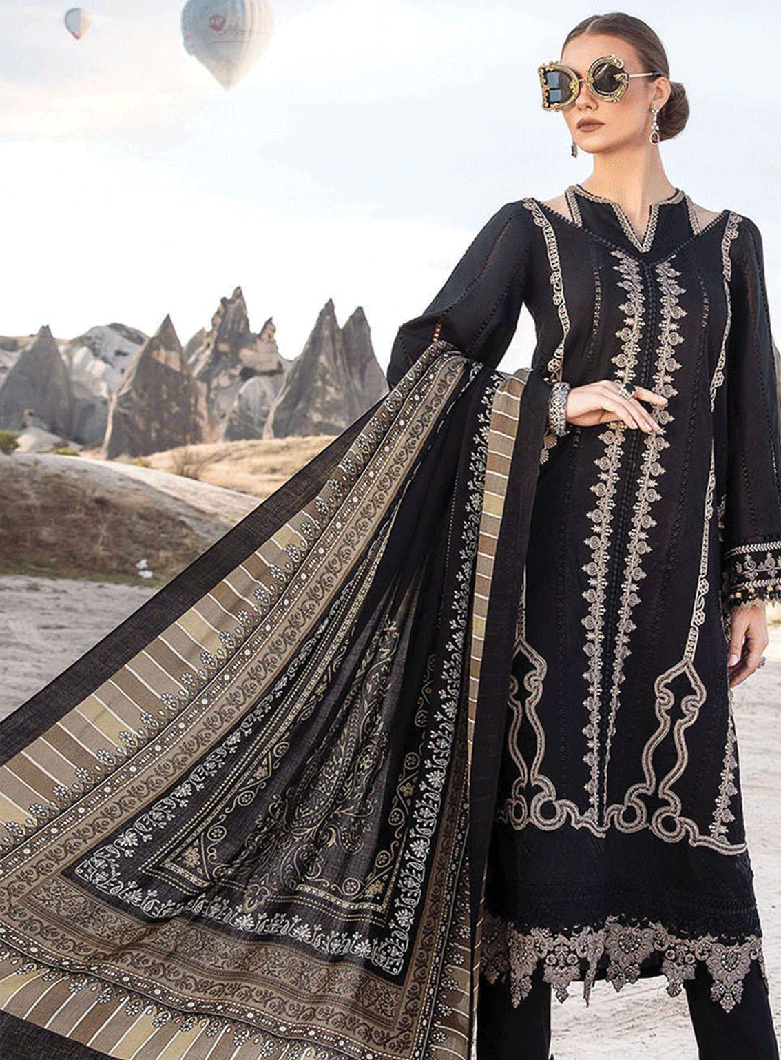 MPrints By Maria B Embroidered Linen Unstitched 3 Piece Suit - MB23MPW 2002B