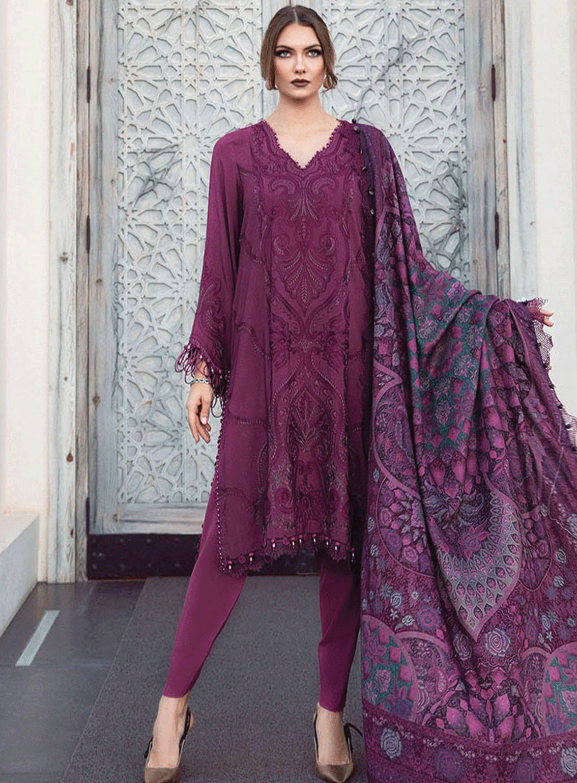 MPrints By Maria B Embroidered Linen Unstitched 3 Piece Suit - MB23MPW 2003B