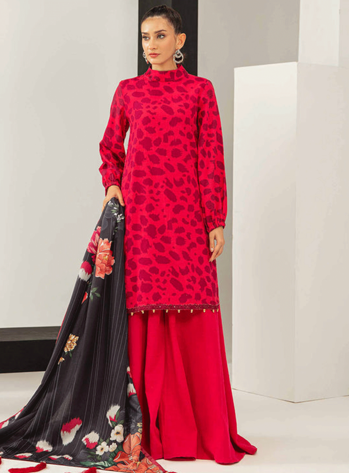 M Basics By Maria B Embroidered Khaddar Unstitched 3 Piece Suit - 10A