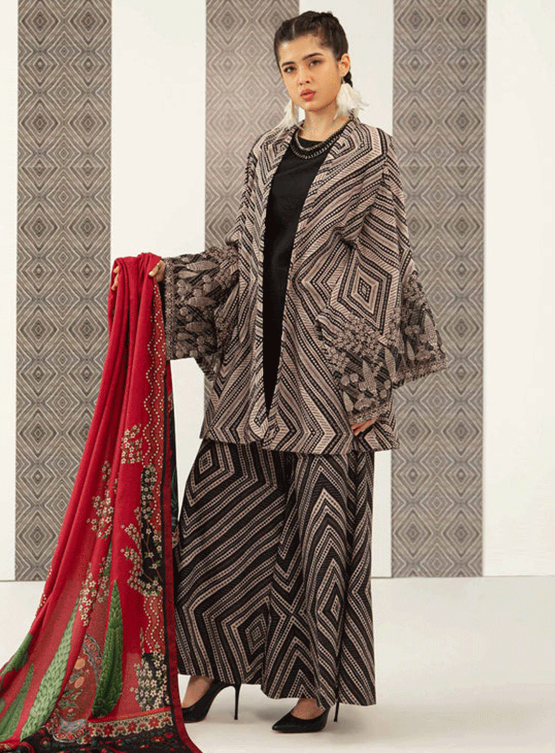 M Basics By Maria B Embroidered Khaddar Unstitched 3 Piece Suit - 8A