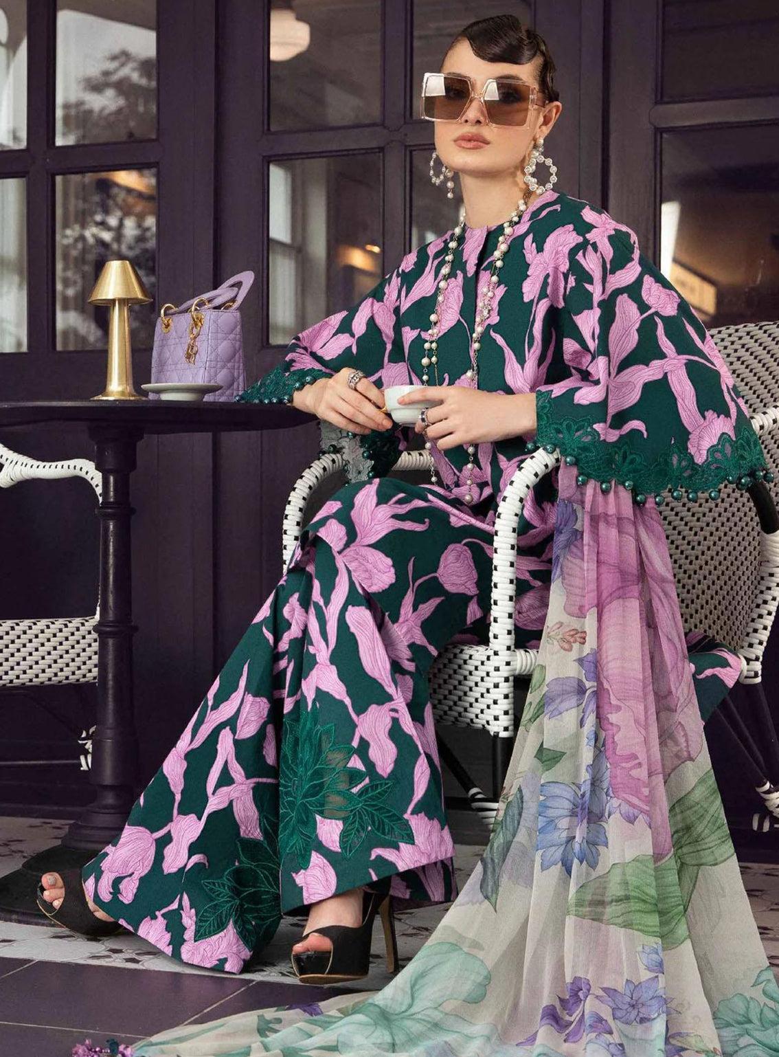 M Prints By Maria B Embroidered Cambric Unstitched 3 Piece Suit - 5B
