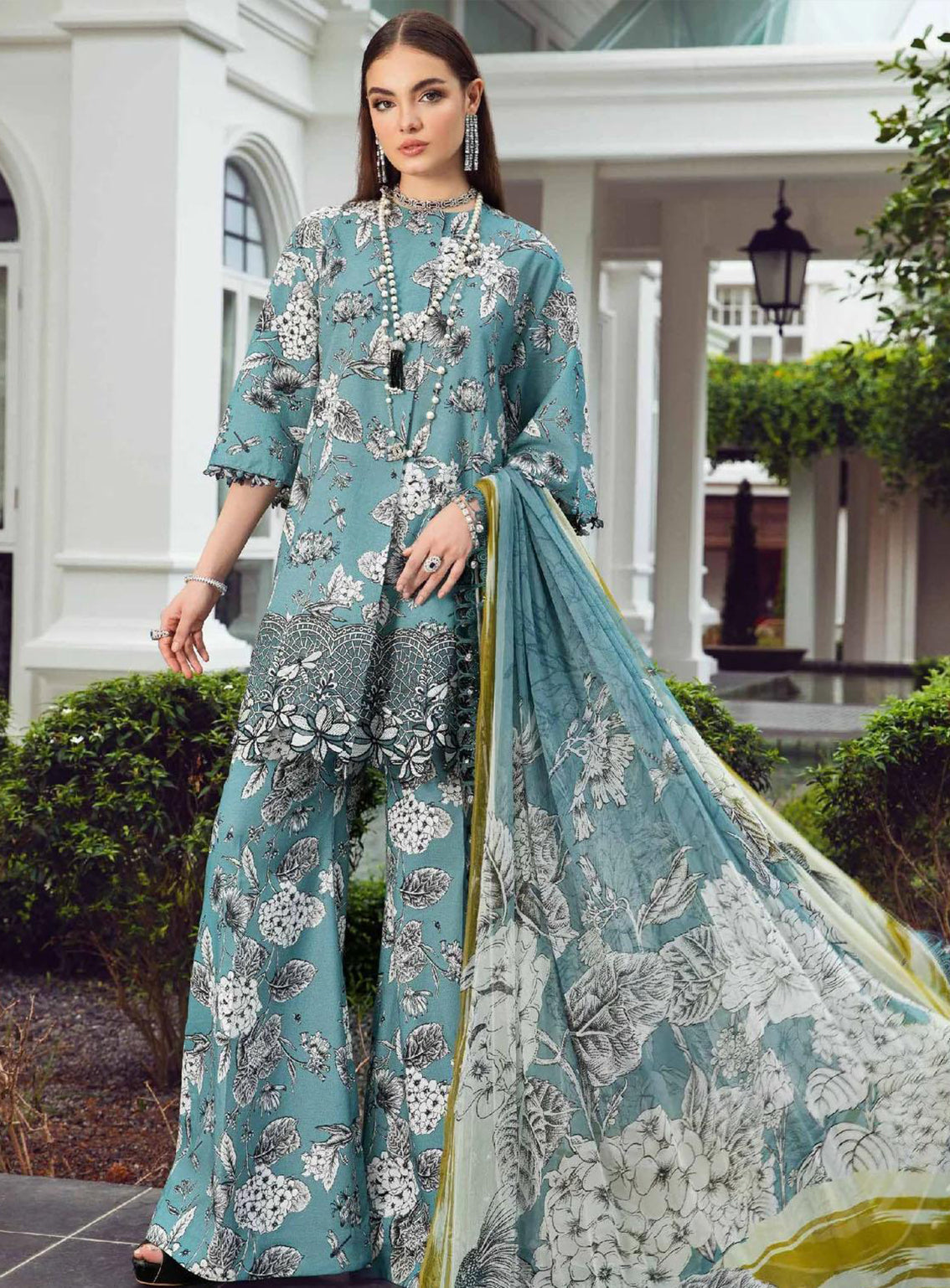 M Prints By Maria B Embroidered Cambric Unstitched 3 Piece Suit - 8B