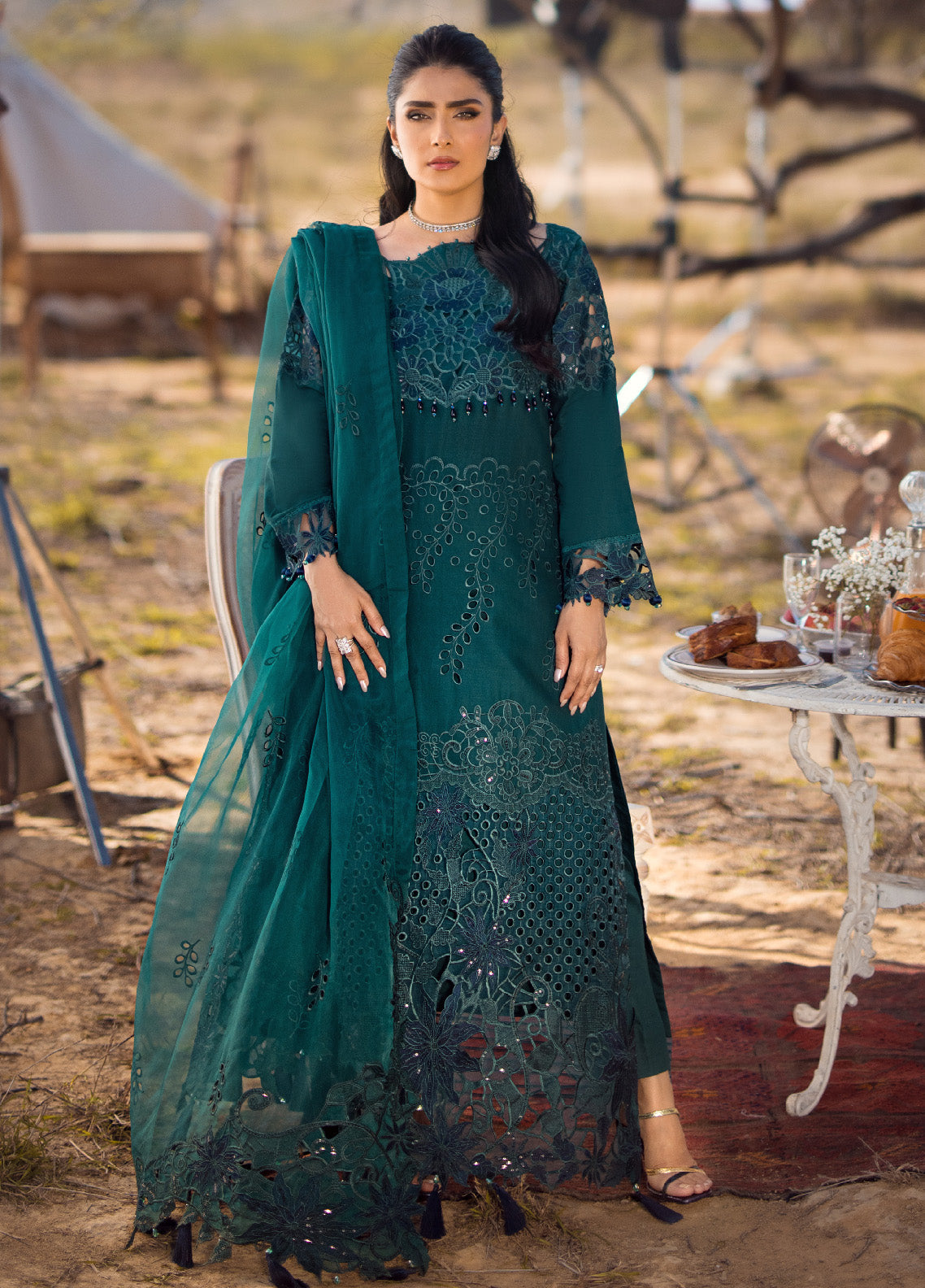 Mahiymaan By Al Zohaib Embroidered Lawn Unstitched 3 Piece Suit - AZ24MEE M-02 EVERGREEN ENCHANTMENT