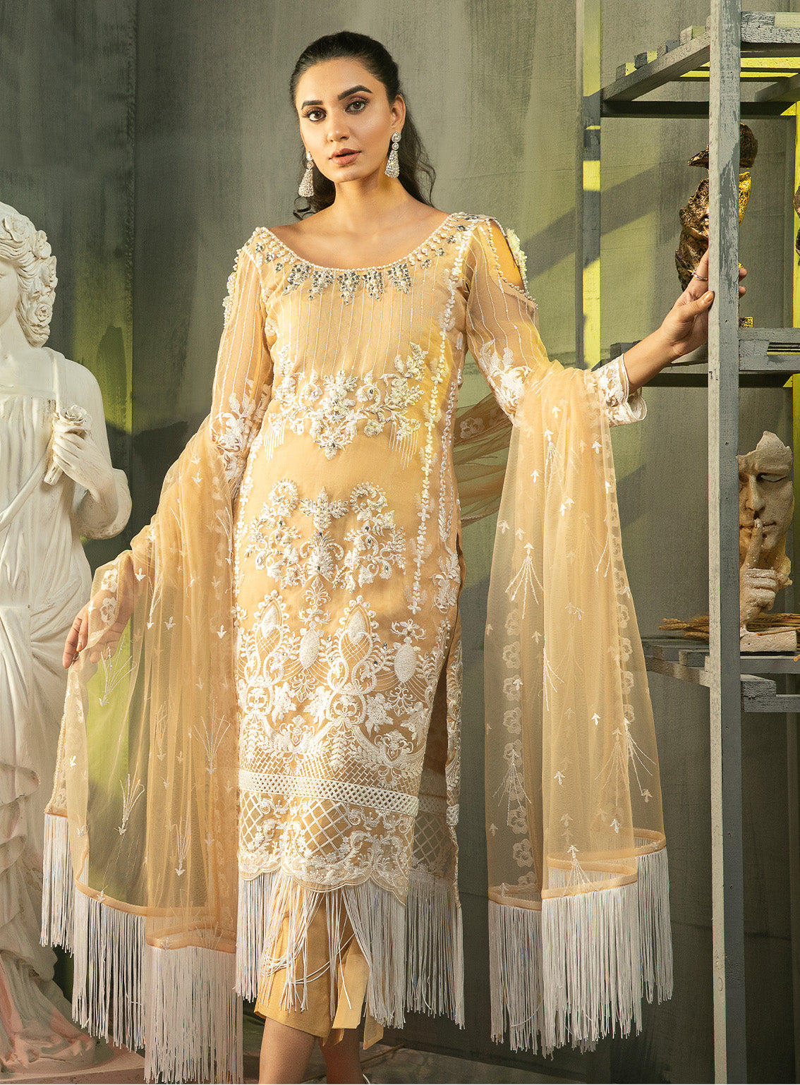 Manifesto By Laveen Hand Embellished & Embroidered Organza Unstitched 3 Piece Suit - LV24M LCM-004-22 ENIGMA
