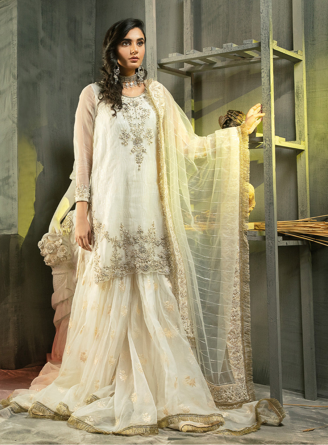 Manifesto By Laveen Hand Embellished & Embroidered Organza Unstitched 3 Piece Suit - LV24M LCM-005-22 ETHEREAL