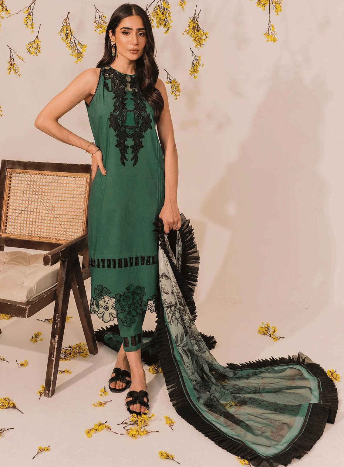 Meraki by Asifa & Nabeel Embroidered Lawn Unstitched 3 Piece Suit - AN23SL MKL-13