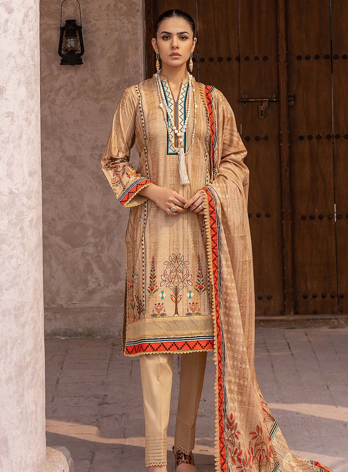 Monsoon By Al Zohaib Printed Cambric Unstitched 3 Piece Suit - 3004