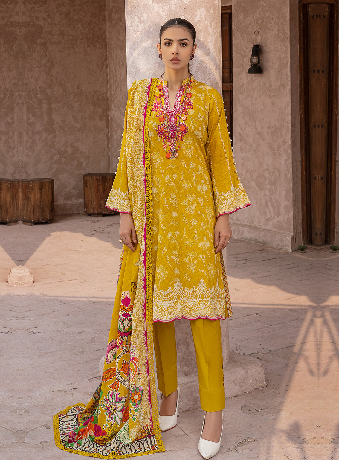 Monsoon By Al Zohaib Printed Cambric Unstitched 3 Piece Suit - 3009