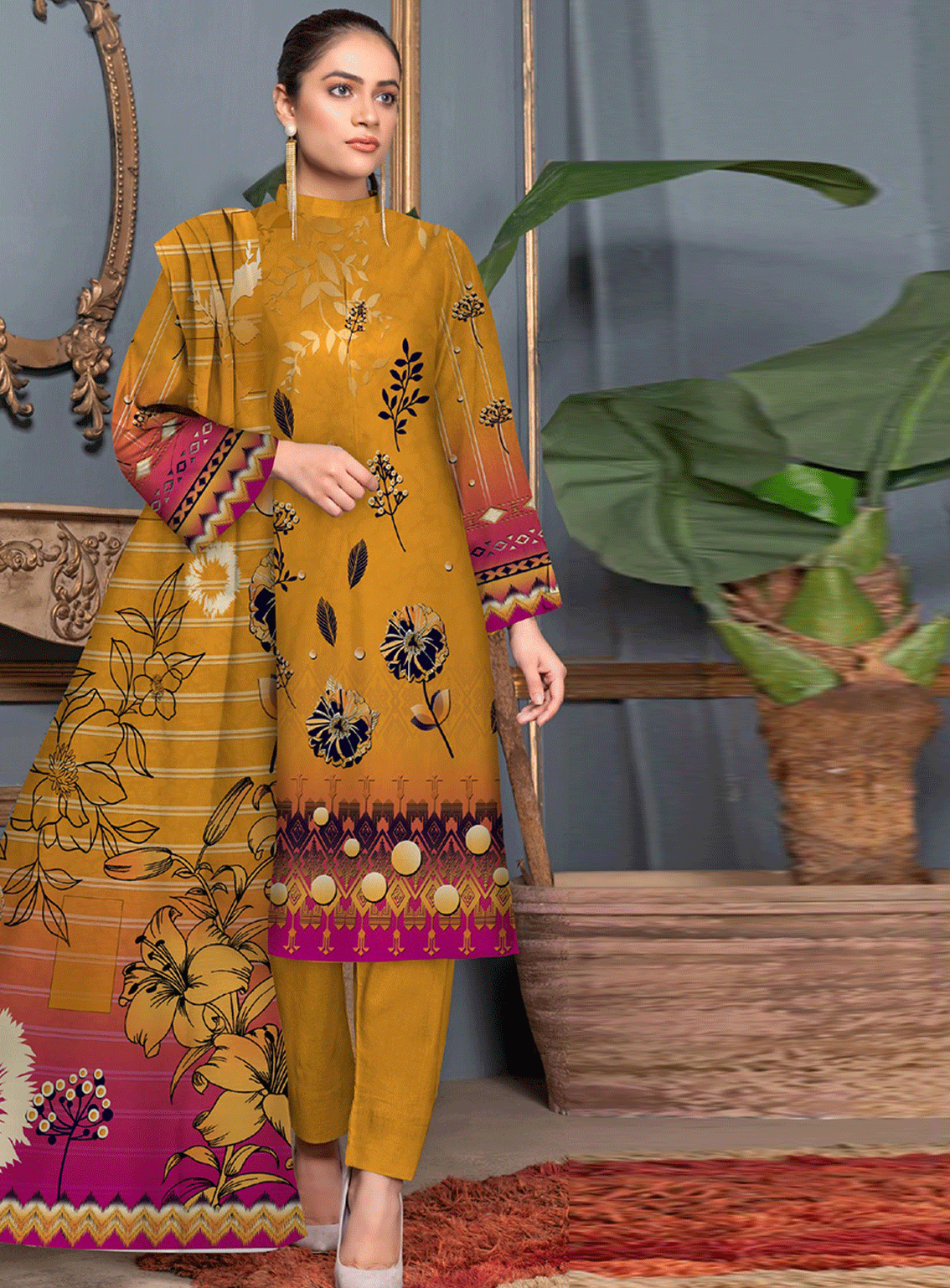 Noor Afroz Printed Shamray Unstitched 3 Piece Suit - NA23PS AH-01