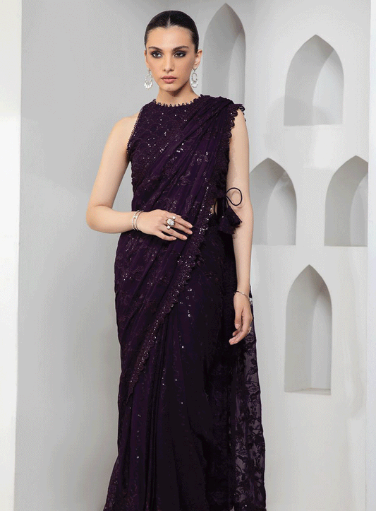 Pareesia by Zarif Embroidered Chiffon Unstitched 3 Piece Suit - ZP-02 DARK ORCHID