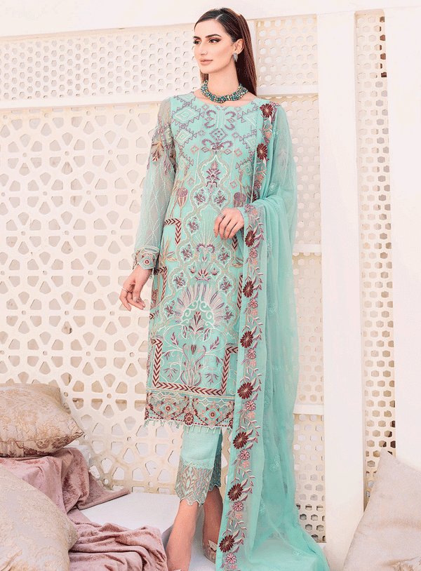 Ramsha Embroidered Chiffon Unstitched 3 Piece Suit - RM23LC 2302