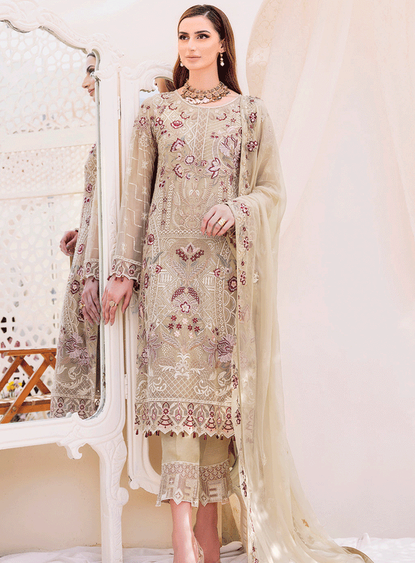 Ramsha Embroidered Chiffon Unstitched 3 Piece Suit - RM23LC 2306