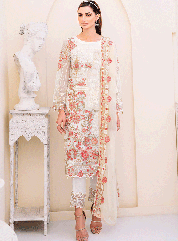 Ramsha Embroidered Chiffon Unstitched 3 Piece Suit - RM23LC 2308