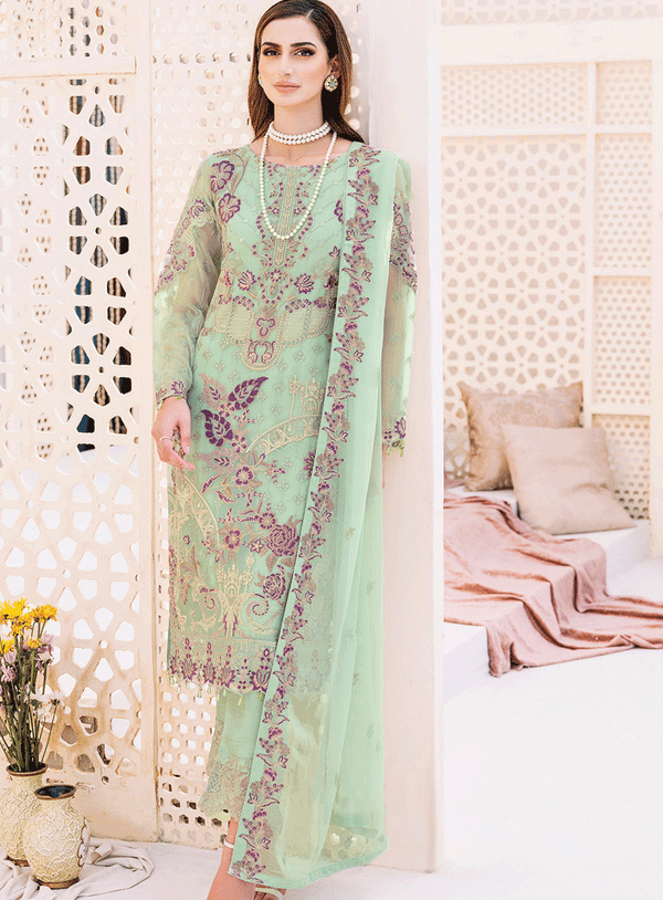 Ramsha Embroidered Chiffon Unstitched 3 Piece Suit - RM23LC 2309