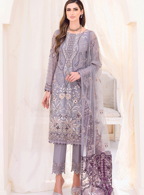 Ramsha Embroidered Chiffon Unstitched 3 Piece Suit - RM23LC 2310