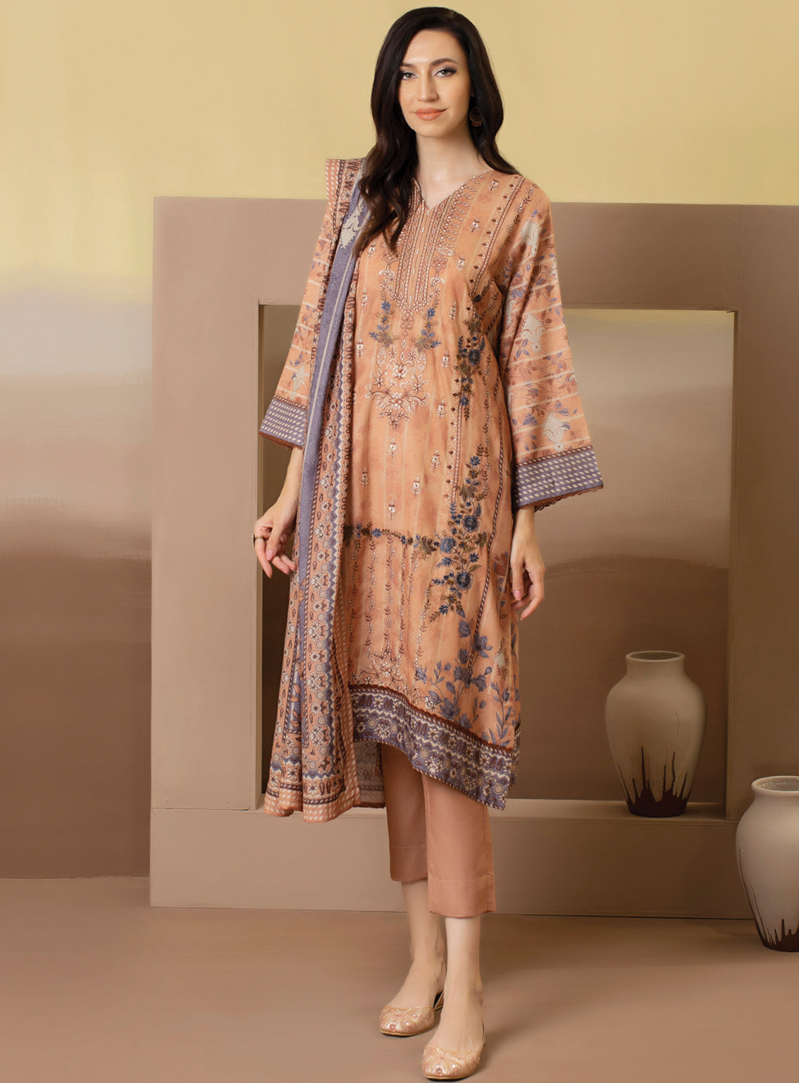 Rashid Textile Embroidered Karandi Unstitched 3 Piece Suit - 8217