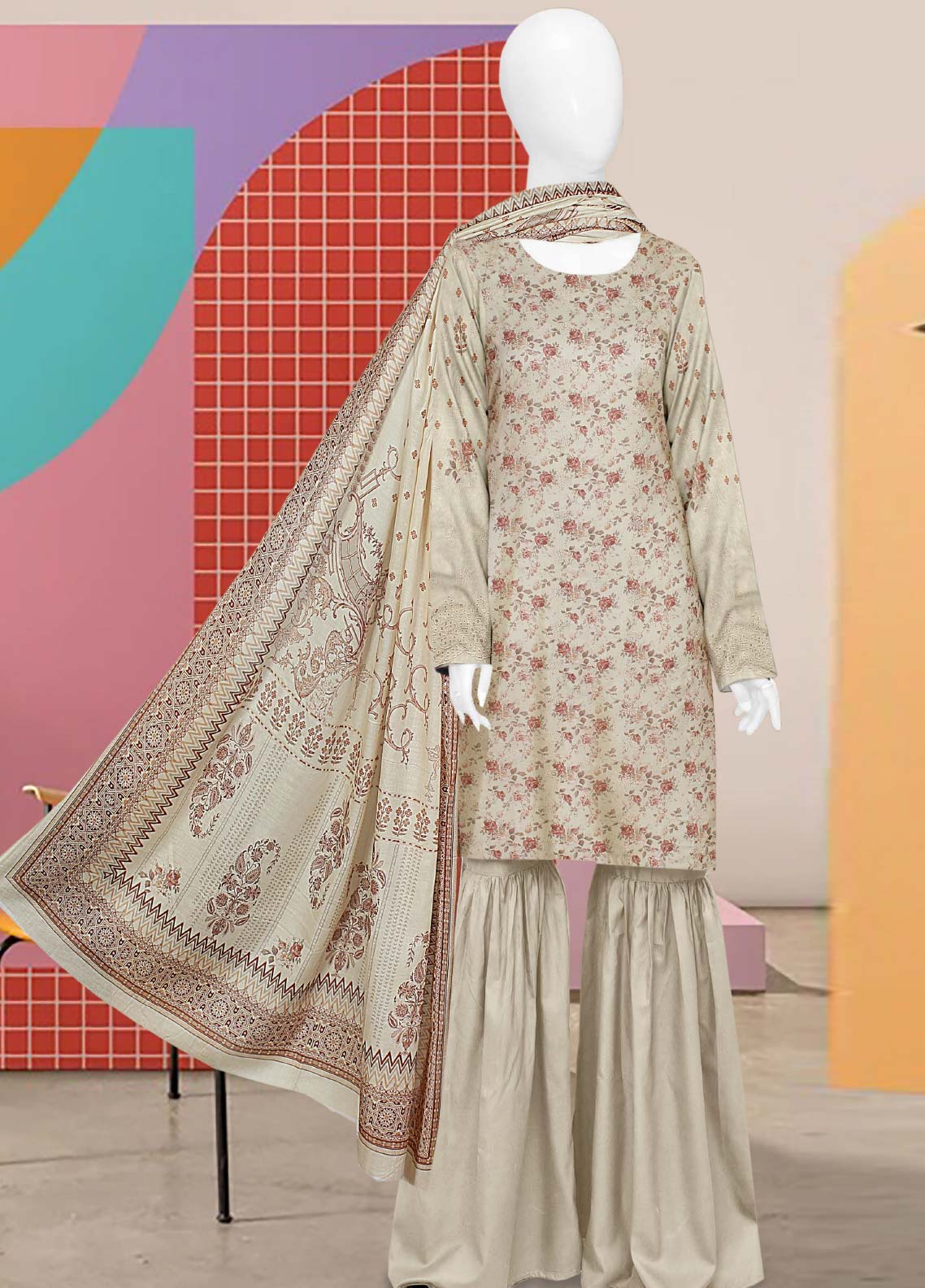 D#07 Saqaafah Emb Lawn Mother Collection 223