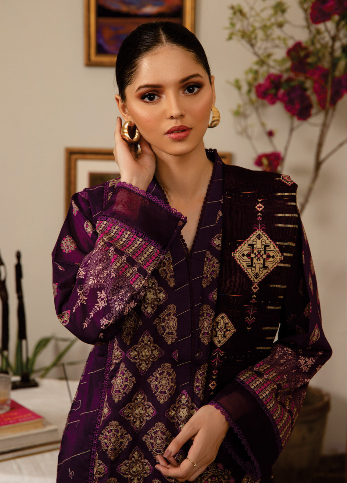 Sahl by Rashid Textile Luxury Embroidered Lawn 3 Piece Unstitched Suit RT24SL-7432