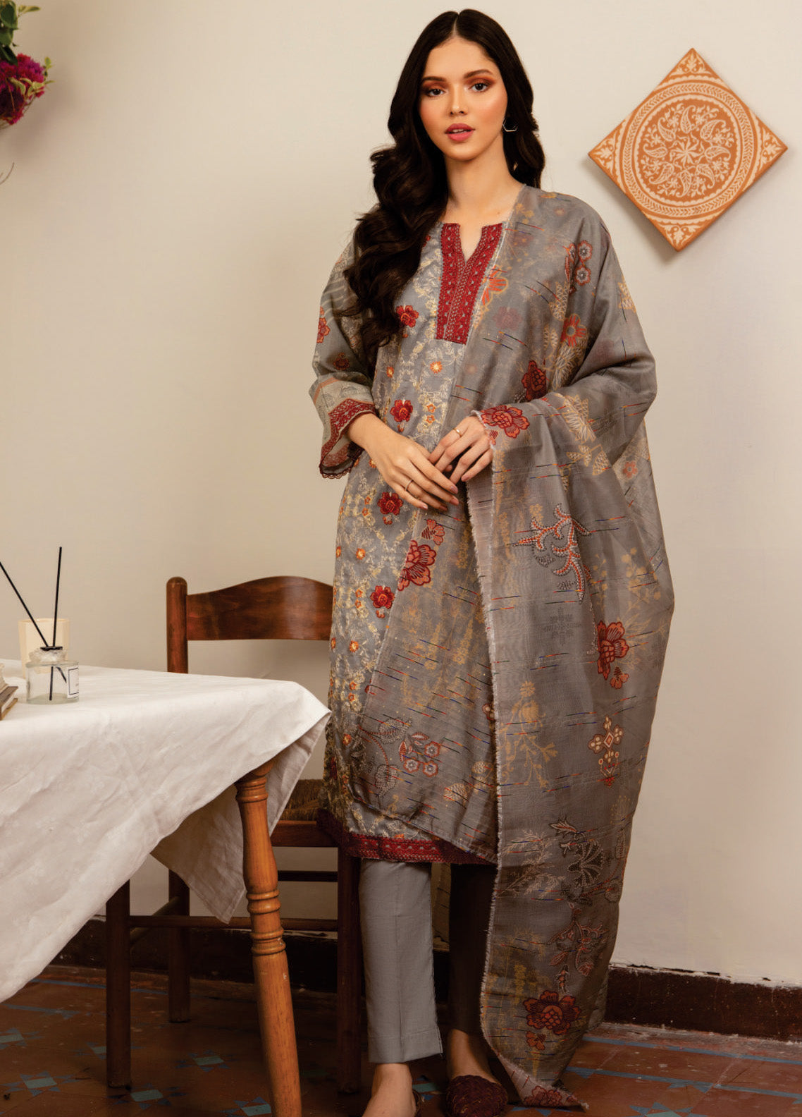 Sahl by Rashid Textile Luxury Embroidered Lawn 3 Piece Unstitched Suit RT24SL-7434