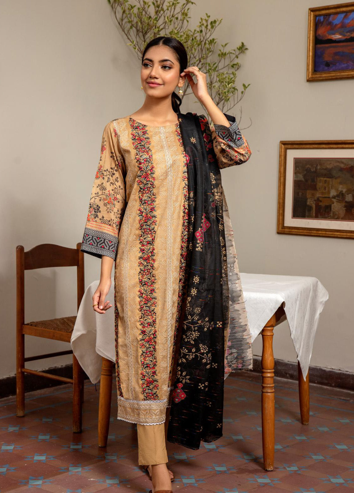 Sahl by Rashid Textile Luxury Embroidered Lawn 3 Piece Unstitched Suit RT24SL-7436