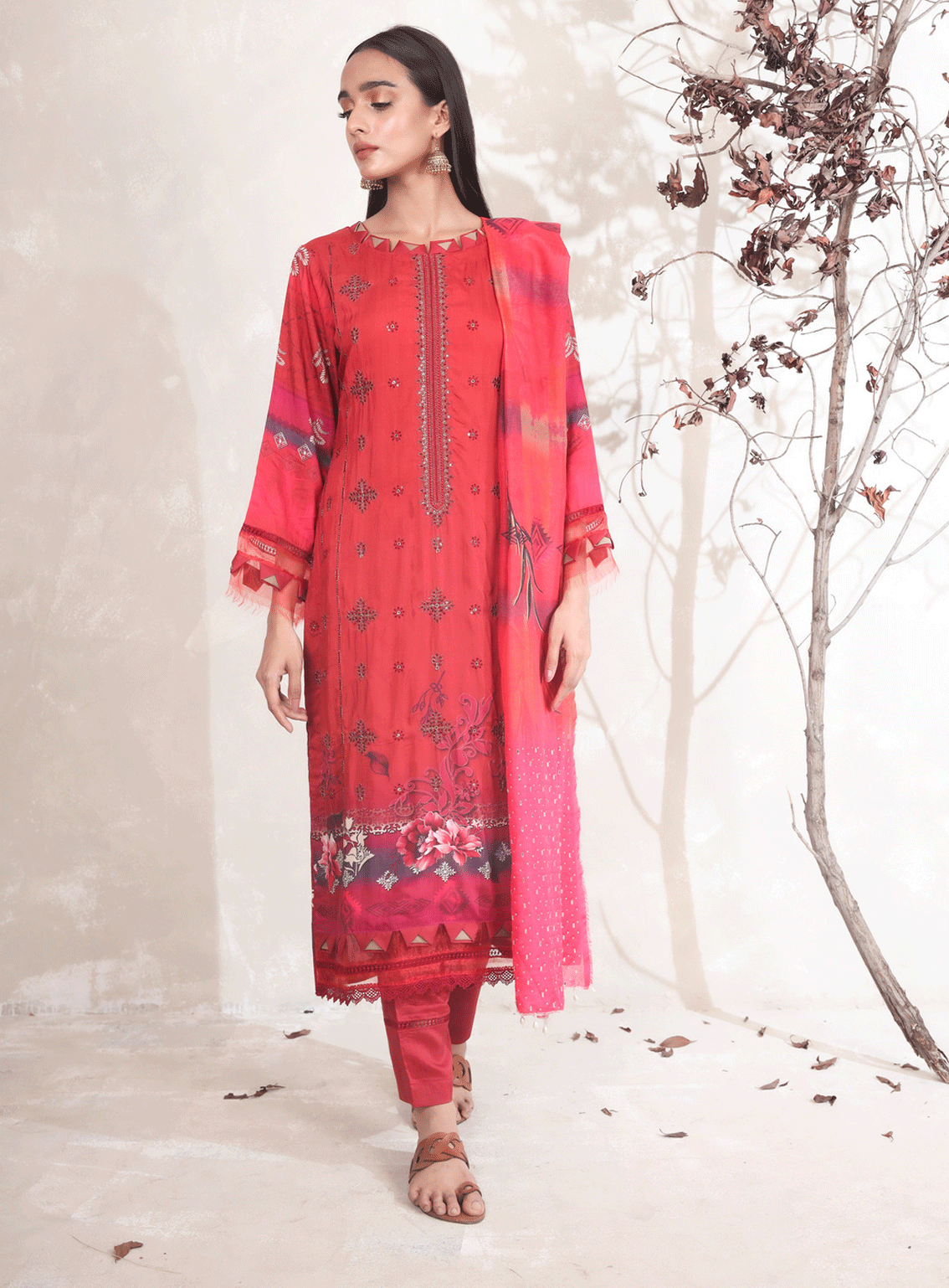 Swarovski Chandi By Alif Embroidered Viscose Unstitched 3 Piece Suit - 02