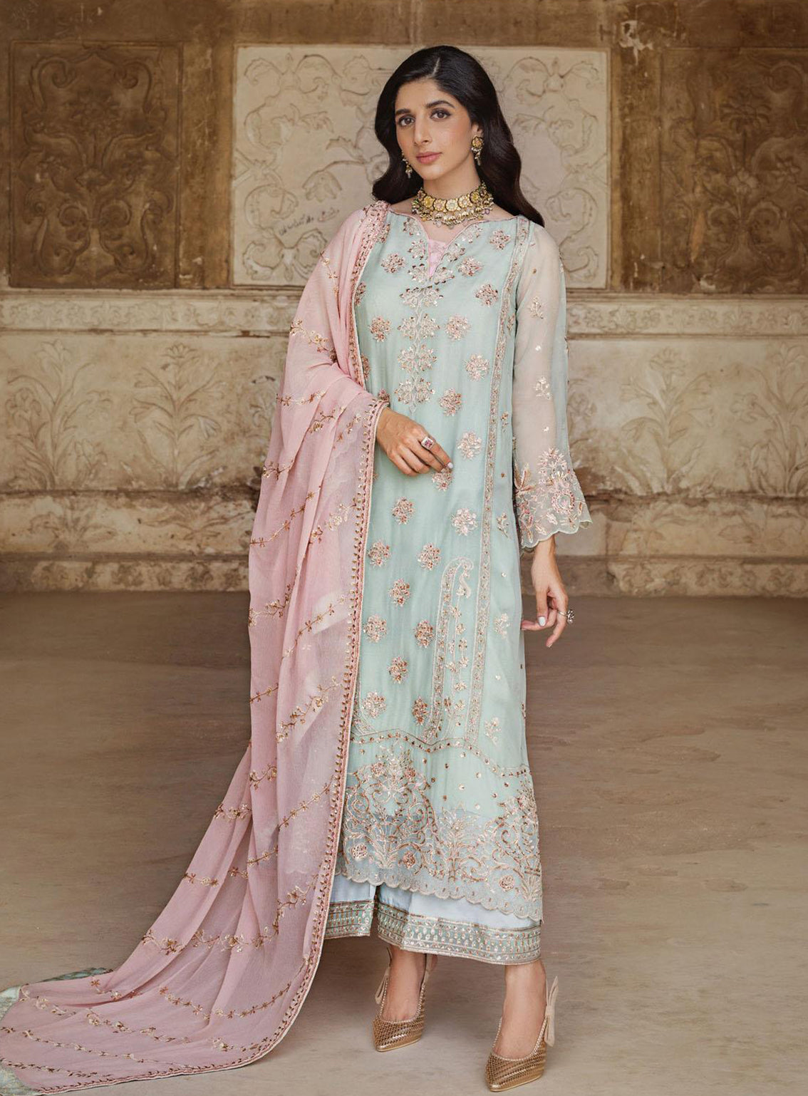 Tahra By Zainab Chottani Embroidered Chiffon Unstitched 3 Piece Suit - 05 DILBAR