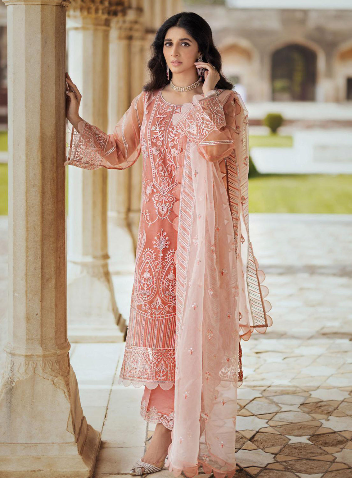 Tahra By Zainab Chottani Embroidered Organza Unstitched 3 Piece Suit - 07 ROUSHANEY
