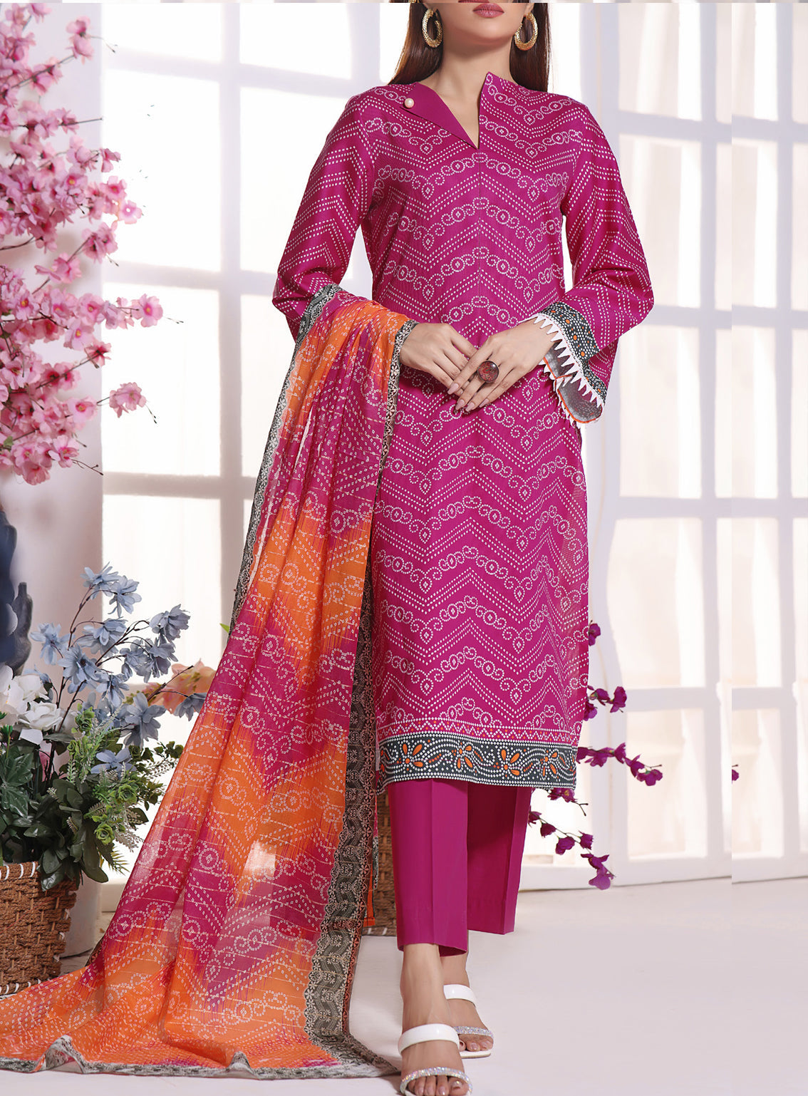 VS Anmol Printed Cottel Unstitched 3 Piece Suit - 247